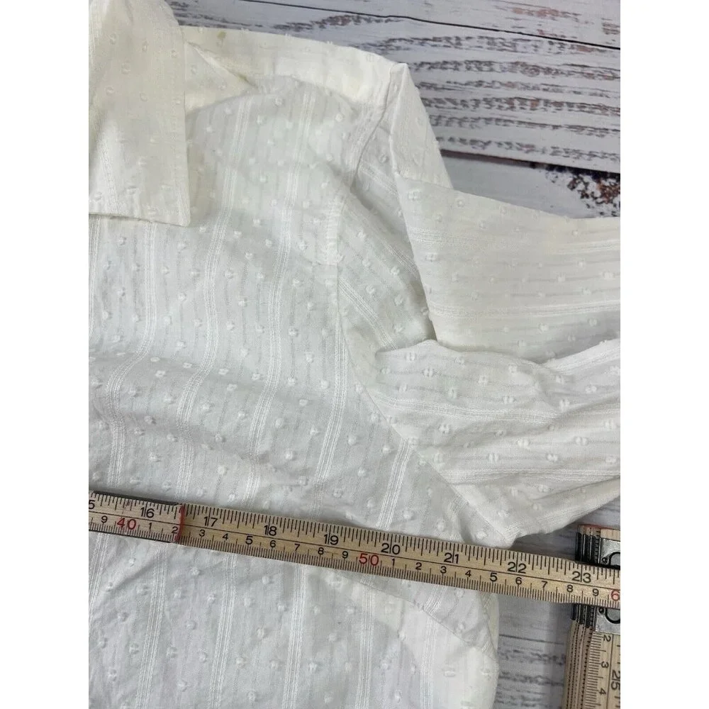 Talbots White Cotton Button Down Blouse Shirt Size XL Career Office Casual - Picture 7 of 14